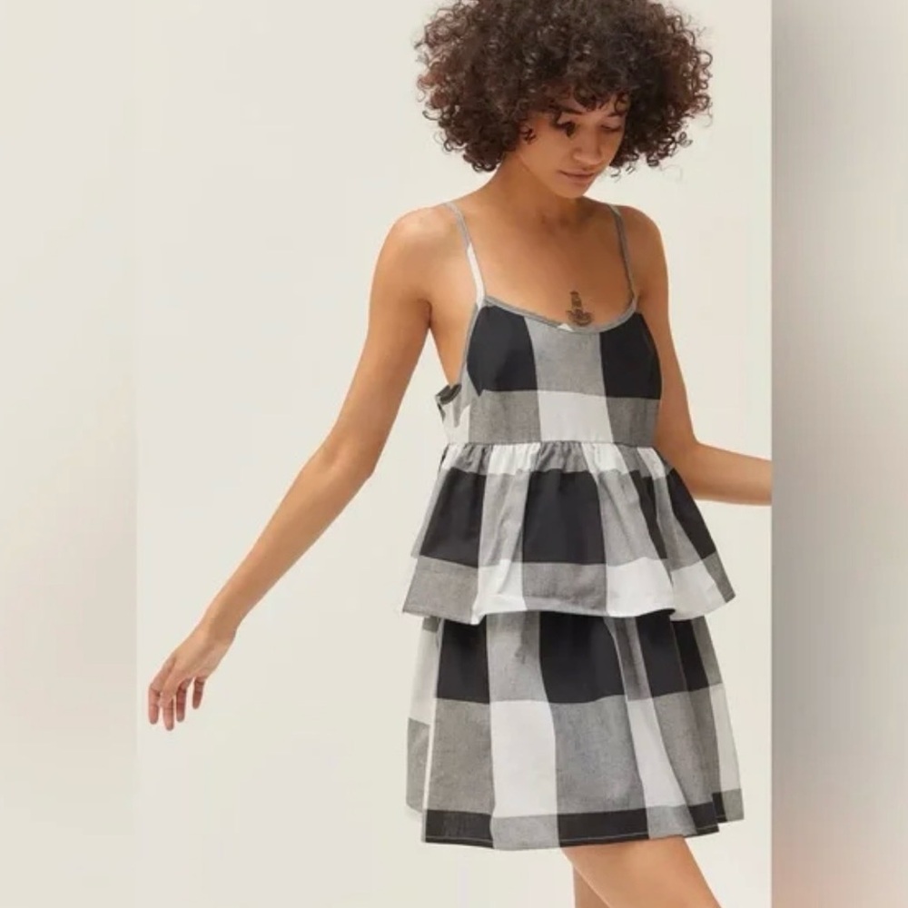 Urban Renewal Black and White Plaid Mini Dress